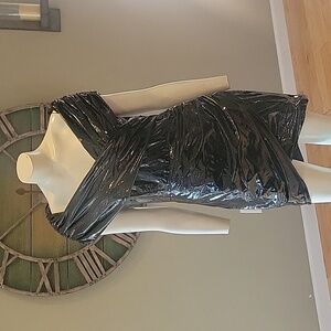 Egreis Shiny PU Blend Black Mini Dress